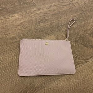 Lululemon Misty Pink Clutch Wristlet Gold Logo Water Resistant